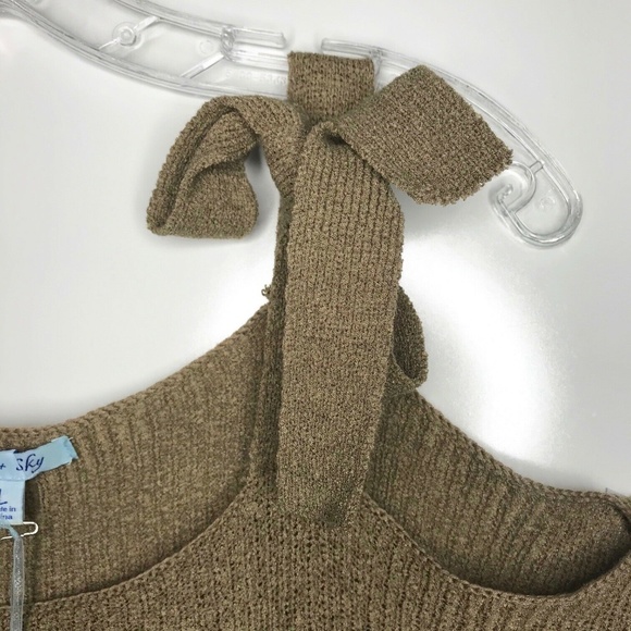 She & Sky Oversized Cold Shoulder Sweater Bow Tie Women's L - Picture 4 of 7